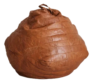 Swiss Chestnut Leather Patchwork Bean Bag Chair Attributed to De Sede, 1970s