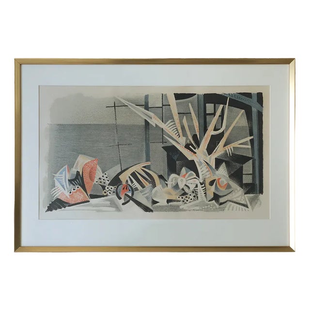 Jürgen Von Konow, Window View, Söndrum, Color Lithograph, 1958, Framed For Sale