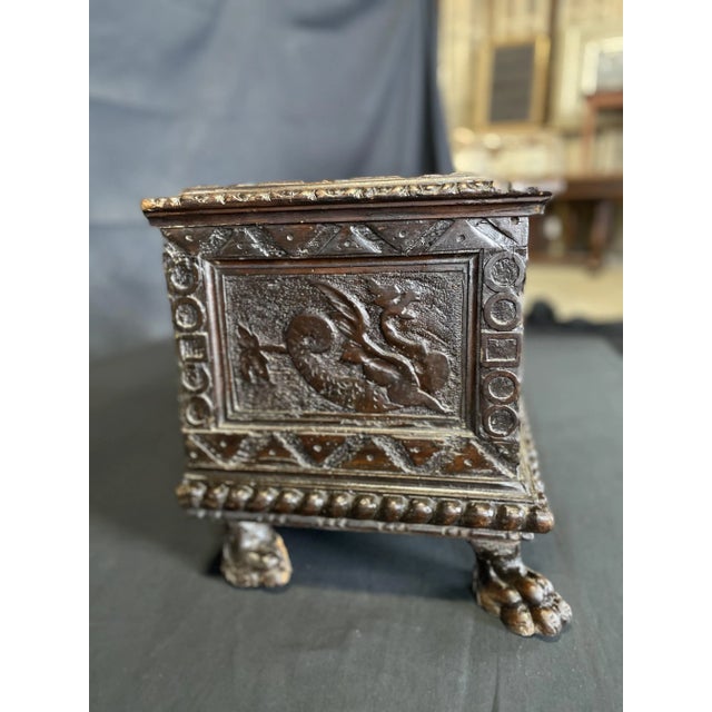 Large French Period 18th Century Carved Renaissance Casket For Sale - Image 4 of 13