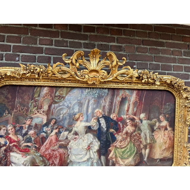 1960s Italian Rococo Gold Beech Textile Wall Art Panel For Sale - Image 4 of 12