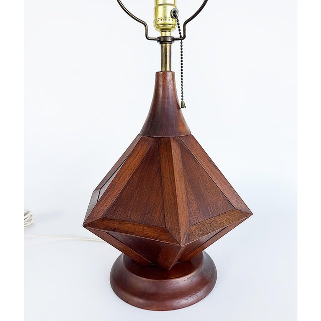 Mid-Century Modern Mid 20th Century Mid-Century Modern Wooden Modernist Table Lamps, Pair For Sale - Image 3 of 10