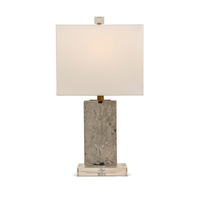 Name: Azure Smoke Accent Lamp Size: 19"H x 10"W x 7"D Organic, yet timelessly modern -- Azure is our solid textured glass...