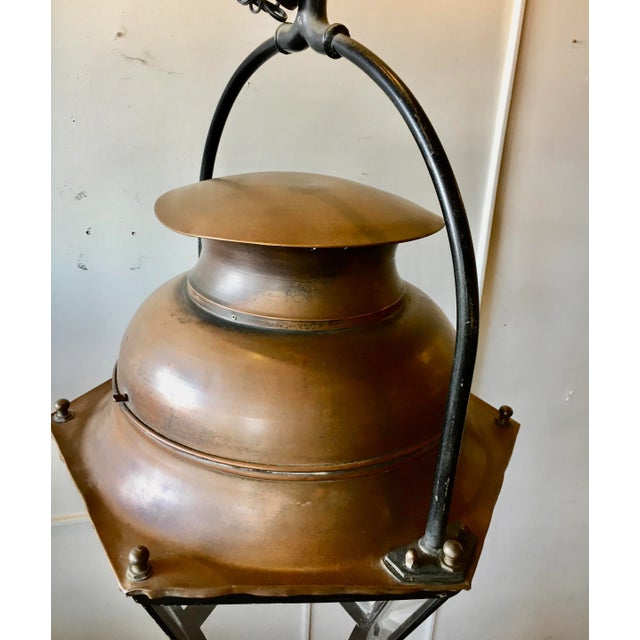 Large Early 20th C. Copper Porch/Foyer Light For Sale - Image 4 of 10