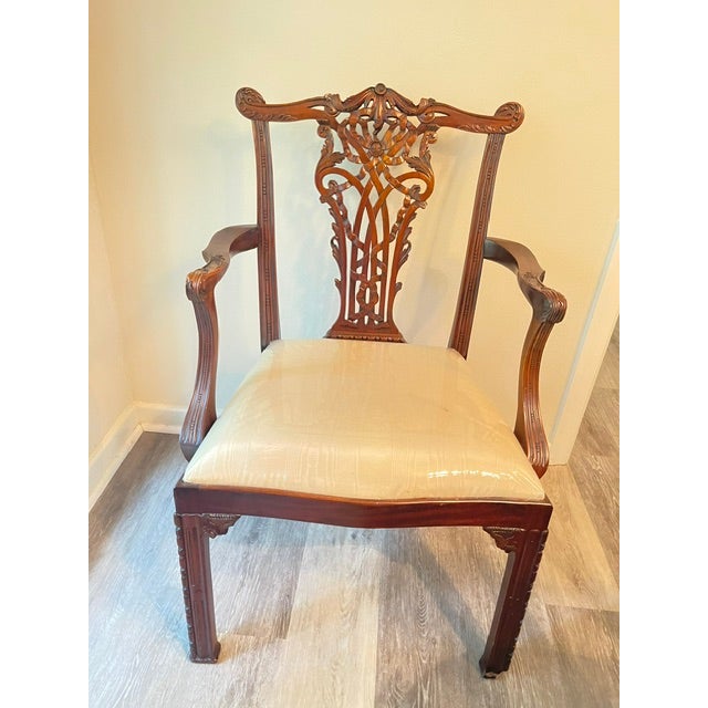 Brown 1950s Set of 10 Chippendale Chairs For Sale - Image 8 of 10