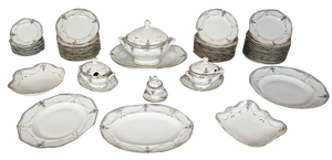 Decorated Porcelain Tableware, 1890s, Set of 60