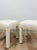 Beige Milo Baughman Style White Parsons Upholstered Stool Pair Vintage MCM Cube For Sale - Image 8 of 11