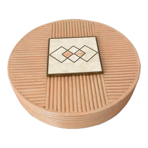 1970s Mid-Century Modern Style Marble and Pencil Reed Decorative Box