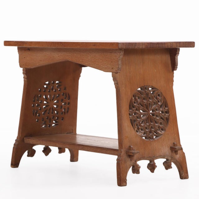 French Brutalist Style Carved Oak Table, C 1930 For Sale In Philadelphia - Image 6 of 7