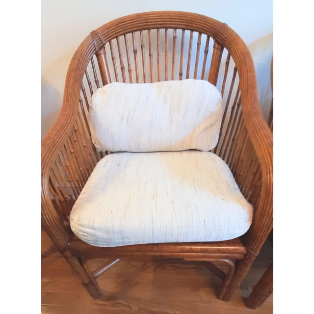 Gorgeous Set of Four Mid-Century Bamboo Rattan Club Chairs! The photo looks a bit off balance but they are all the same...