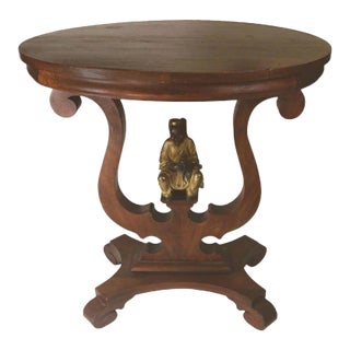 19th Century Victorian Console, Side Table, Dining Table for 2- Displaying a Bronze Sculpture a Japa For Sale