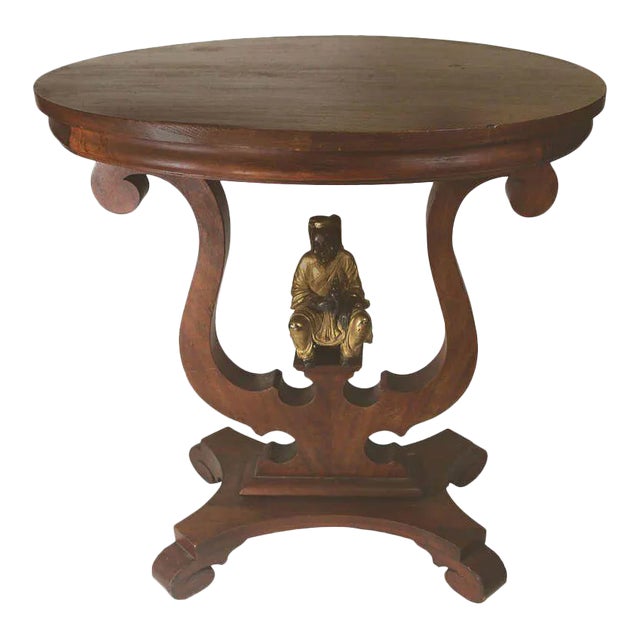 19th Century Victorian Console, Side Table, Dining Table for 2- Displaying a Bronze Sculpture a Japa For Sale