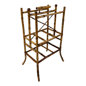 Antique Scorched Bamboo Magazine Rack