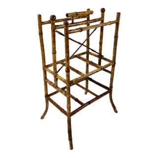Antique Scorched Bamboo Magazine Stand For Sale