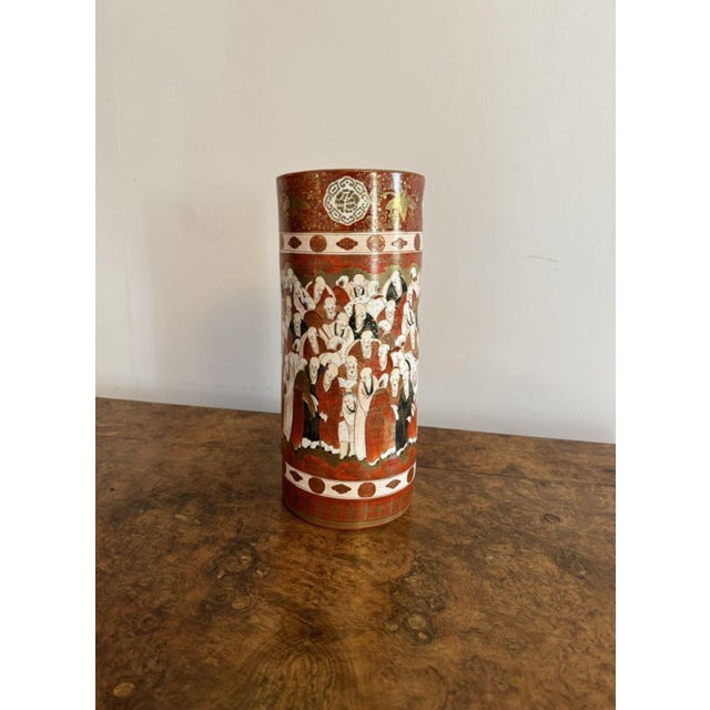 19th Century Japanese Kutani Cylindrical Vases, 1880, Set of 2 For Sale - Image 4 of 10