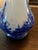 White and cobalt blue Vase Fine Polish Glassware 10” tall 6” across