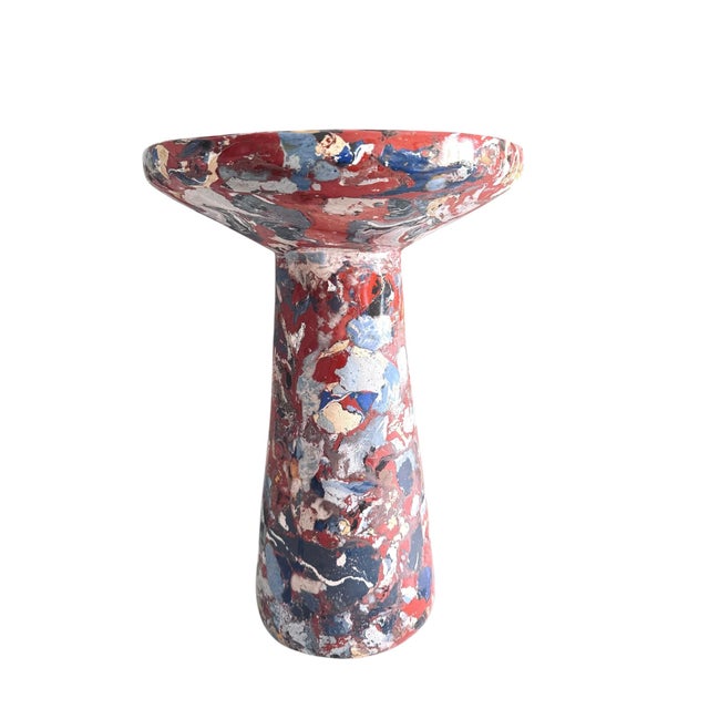 Unique handmade scagliola side table, expertly crafted, and polished to mimic the luxurious Antica Breccia di Aleppo...