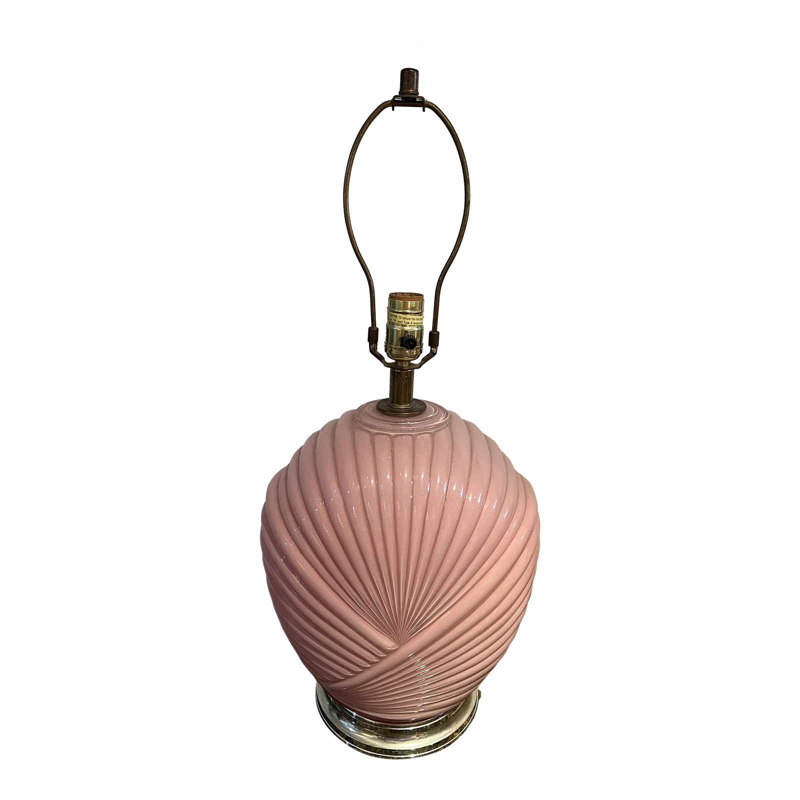 1980 Art Deco Shell Style Pink Table Lamp | Chairish