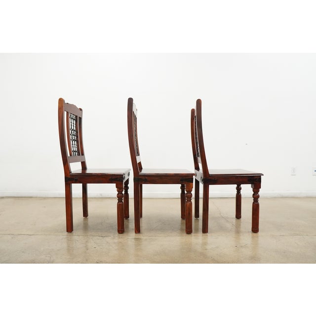 Vintage Rajasthani Style Solid Wood Dining Chairs For Sale - Image 11 of 17