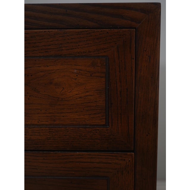 Wood Henredon Campaign Style Oak 2 Over 2 Drawer Chest For Sale - Image 7 of 18