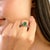 Green Elegant 925 Sterling Silver 9x7 Oval Emerald & Blue Sapphire Wedding Ring - Size 6.5 For Sale - Image 8 of 11