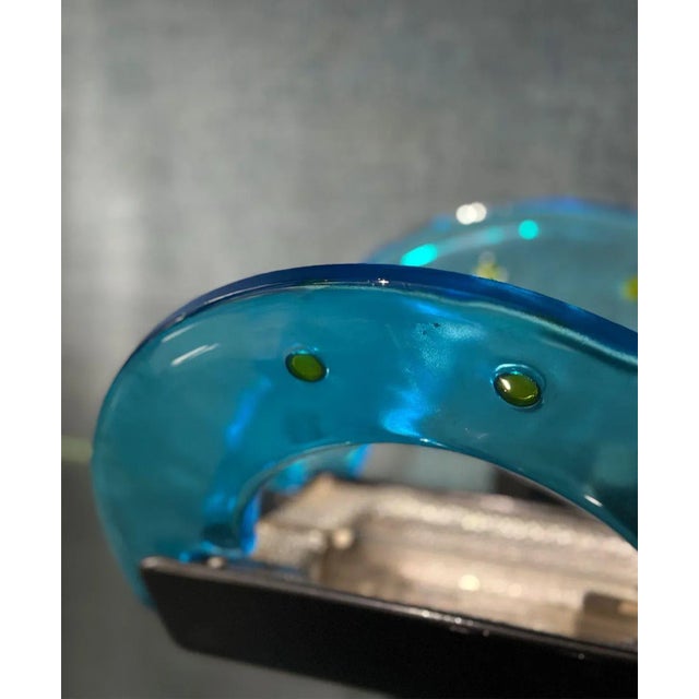 Italian Pair of Vintage Blue Abstract Sconces by Leucos For Sale - Image 3 of 4