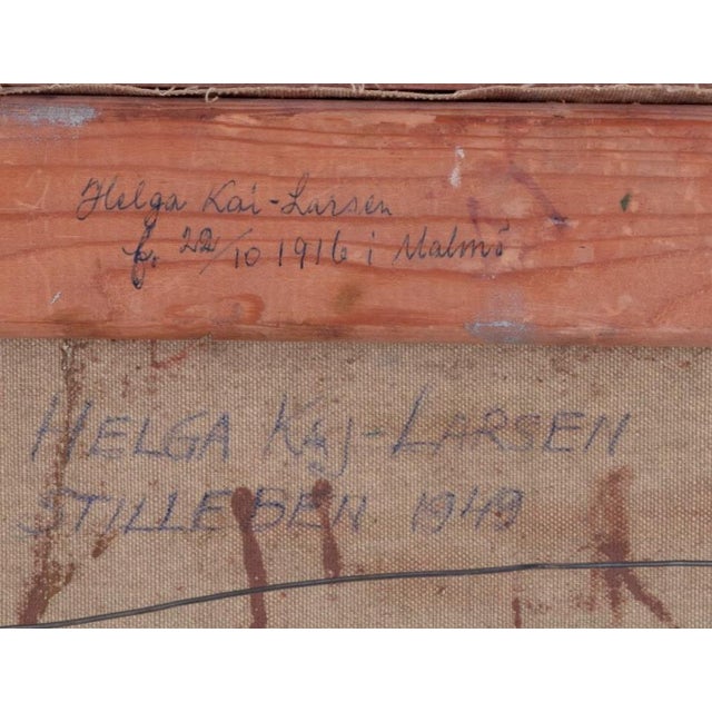 Helga Kai-Larsen, Still Life with Bowl and Fruits, 1949, Oil on Canvas For Sale - Image 9 of 10