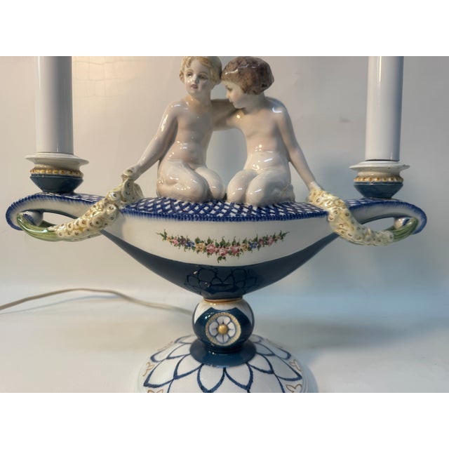 Art Nouveau Porcelain Lamp Thomasch from Goldscheider Vienna, 1910, in Very Good conditions. Designed 1890 to 1919 This...