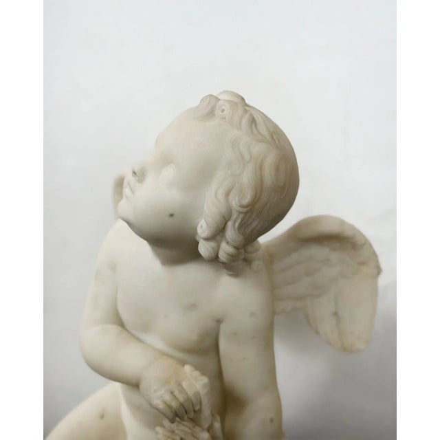 Traditional Late 19th Century Italian Carved Marble Cupid Sculpture For Sale - Image 3 of 4