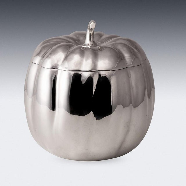 Vintage Italian Silver Plated Pumpkin Ice Bucket by Teghini. 1970 For Sale - Image 6 of 14