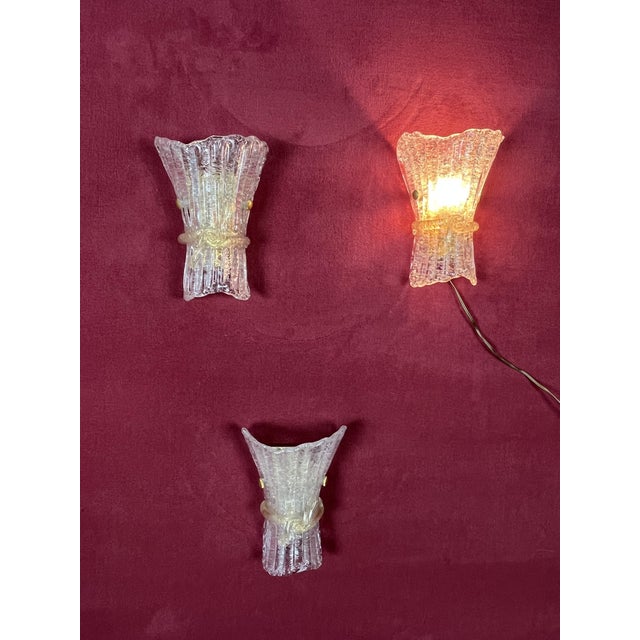 Mid-Century Murano Glass Wall Lamps, 1960s, Set of 3 For Sale - Image 10 of 14