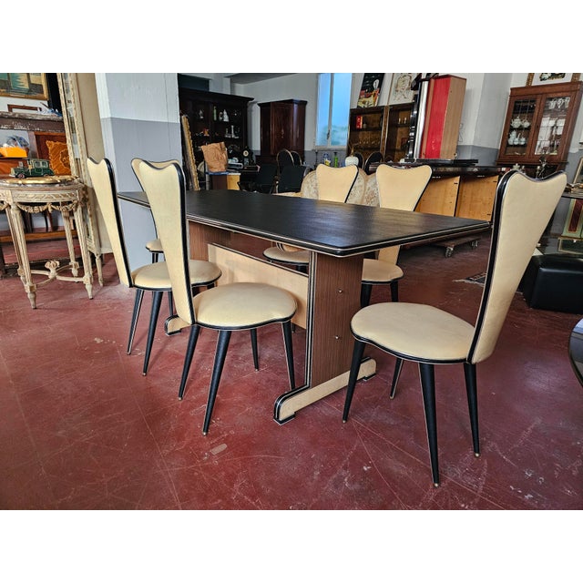 Beige Dining Table and Chairs by Umberto Mascagni, Italy, 1950s, Set of 7 For Sale - Image 8 of 12