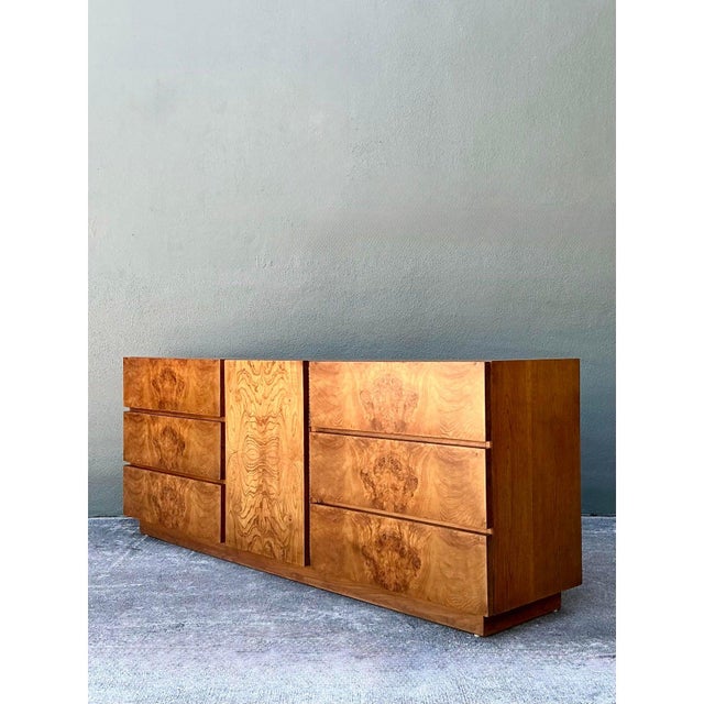 Vintage Lane Book Matched Burl Wood Credenza For Sale - Image 4 of 10
