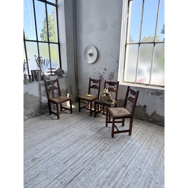 Wood Rustic Oak Chairs from De Puydt, Belgium, 1970s, Set of 4 For Sale - Image 7 of 18