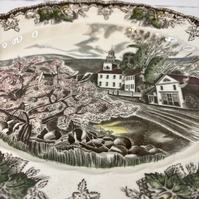 1990s Vintage Johnson Brothers English Cottage Friendly Village Serving Platter For Sale - Image 5 of 7