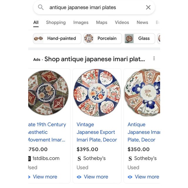 Persimmon Antique Imari Dishes, Japanese Porcelain- a Pair For Sale - Image 8 of 10
