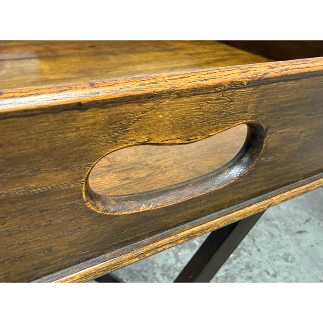 Folding Wood Butler’s Tray Table, Vintage For Sale - Image 10 of 12