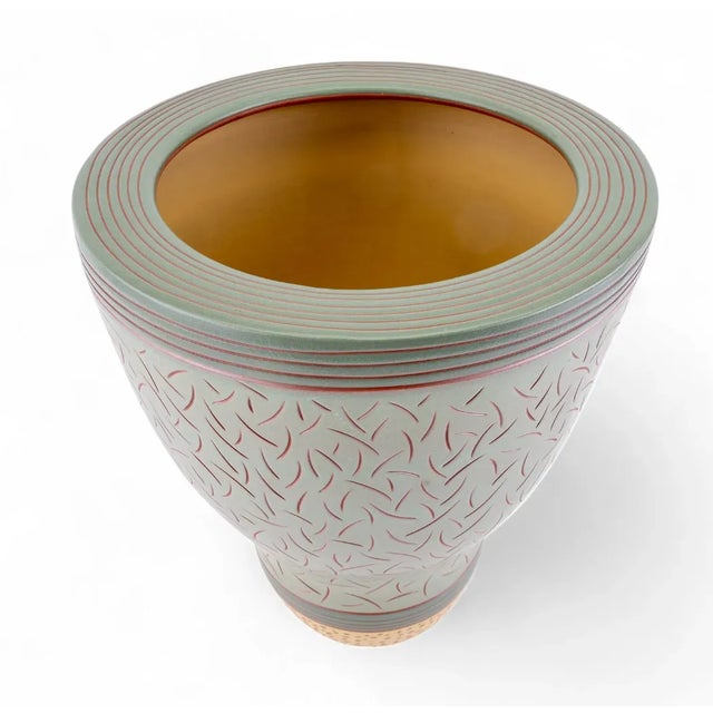 Contemporary Emily Rossheim Vintage Large Sgraffito Terracotta Ceramic Vase Sculpture For Sale - Image 3 of 12