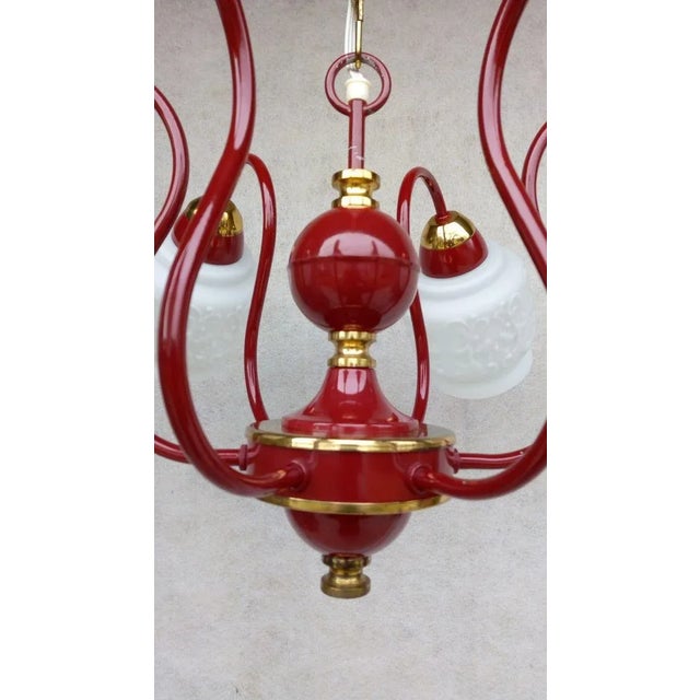 Red Vintage Chandelier from Drukov Brno, 1970s For Sale - Image 8 of 14