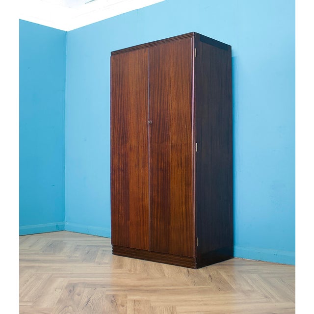 Vintage Art Deco Burr Dark Walnut Compactum Wardrobe, 1950s For Sale - Image 4 of 12