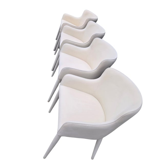 Rh Nicola Slope Fabric Dining Side Chairs (Set of 4) – Performance Velvet, Natural For Sale In Columbus - Image 6 of 18