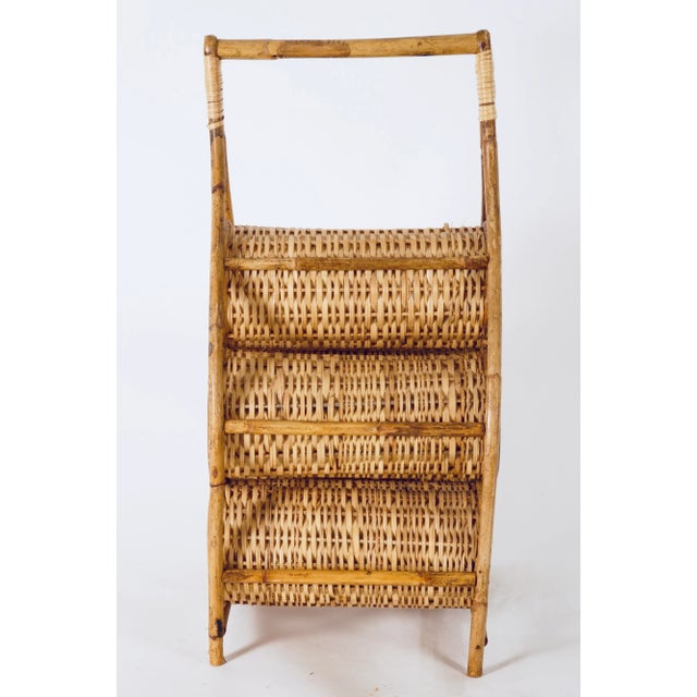 French Mid 20th Century Rattan & Bamboo Wine Rack For Sale - Image 3 of 13
