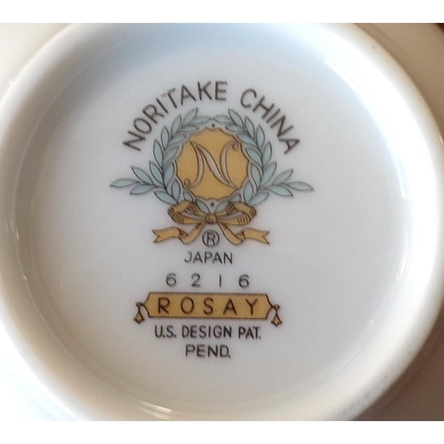 1960s Noritake China Rosay Pattern 6216 Dinnerware Setting For 12 With Lots of Platinum Trim- 73 Pie For Sale - Image 16 of 18