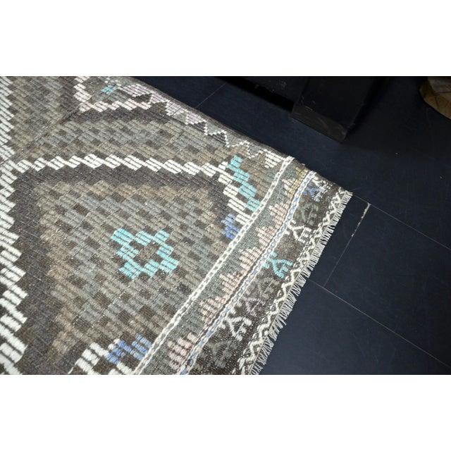 Vintage Aztec Turkish Handwoven Kilim Rug For Sale - Image 9 of 11