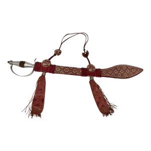 Mandinka Ceremonial Sword With Decorated Red Leather Scabbard West Africa 1950