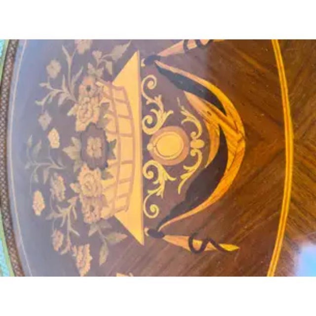 French Baroque Revival Style Oval Marquetry Side or End Table With Ormolu Accent For Sale - Image 10 of 16