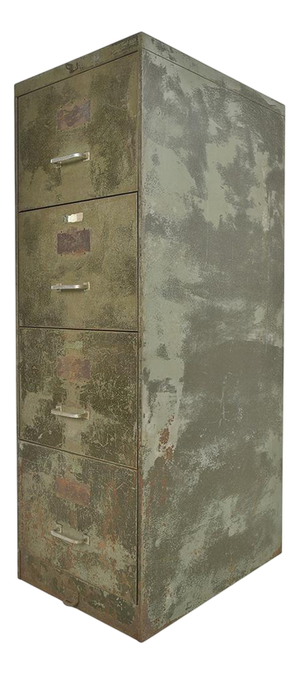 Patinated Metal Filing Cabinet