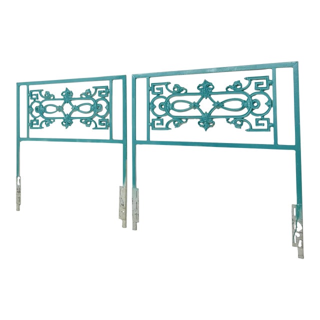 Mid 20th Century Wrought Iron Twin Headboards - A Pair For Sale