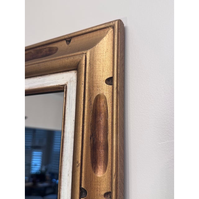 Vintage Mid Century Hollywood Regency Gold and White Wall Mirror. For Sale - Image 10 of 12