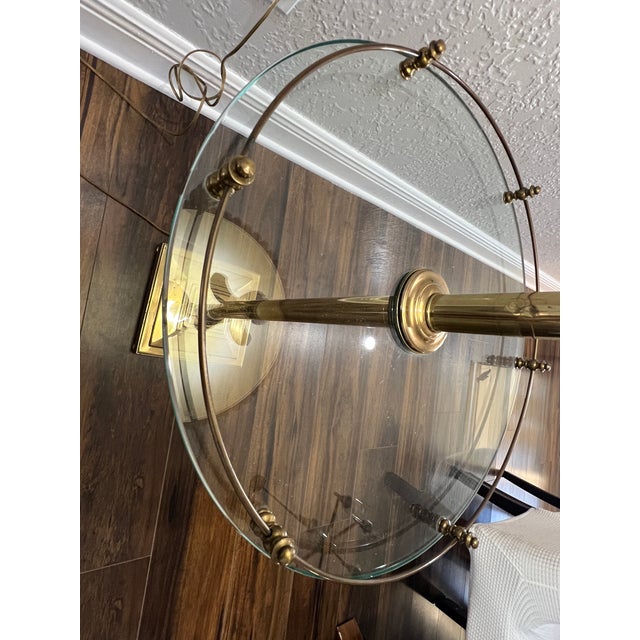 Mid-Century Modern 1970s Mid-Century Modern Rembrandt Brass Bouillotte Floor Lamp With Glass Table For Sale - Image 3 of 15