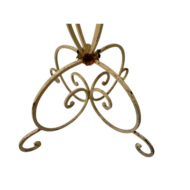 1970s Hollywood Regency Lacquered Wrought Iron Pedestal Table with Marble Top, 1970s For Sale - Image 5 of 9